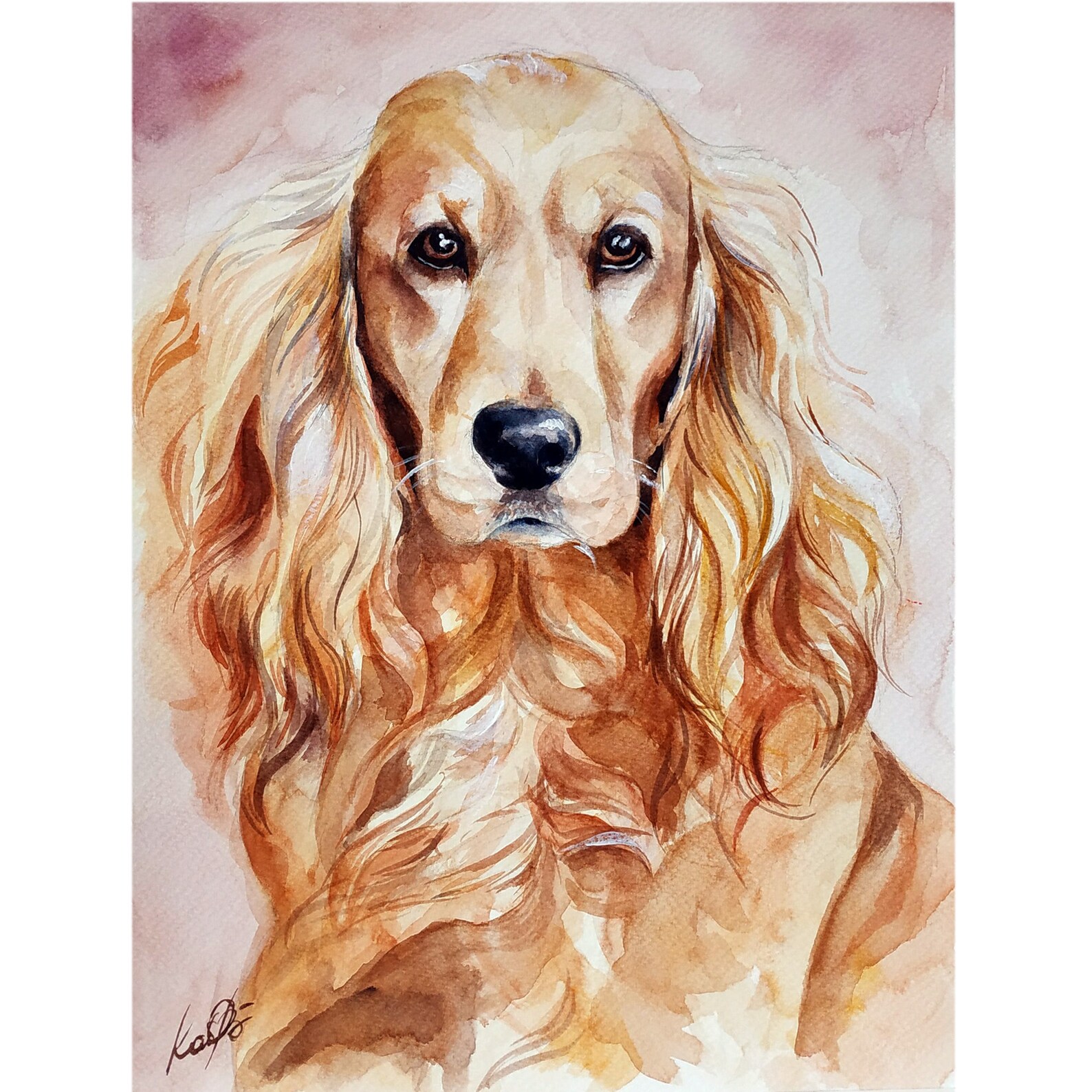 Dog Portrait Watercolor Painting Cocker Spaniel Painting Etsy