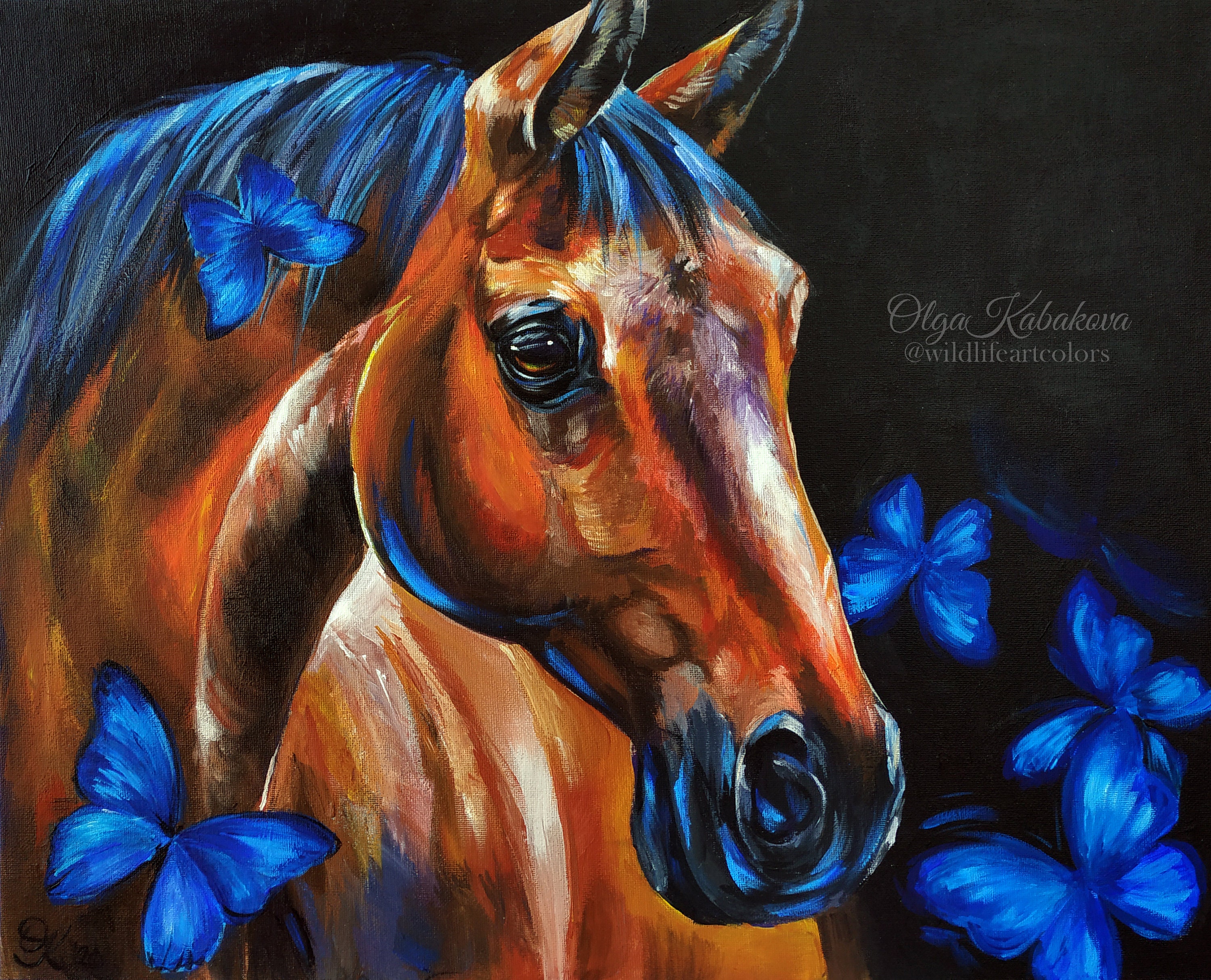Horse Painting Original Acrylic Horse Artwork Equestrian Etsy