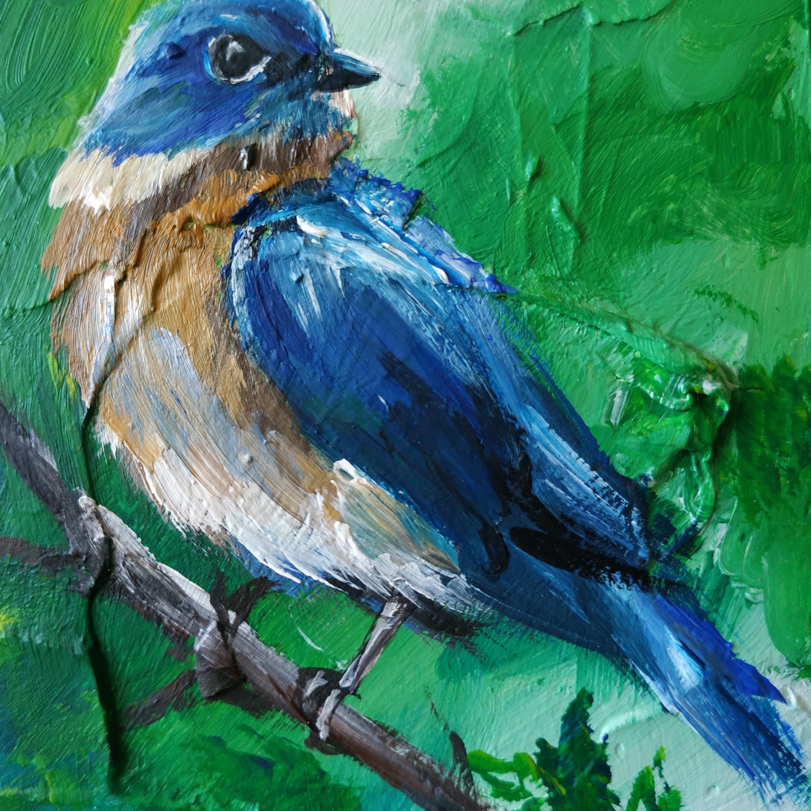 Bluebird Painting Original Acrylic Bluebird Artwork Bird Of | Etsy