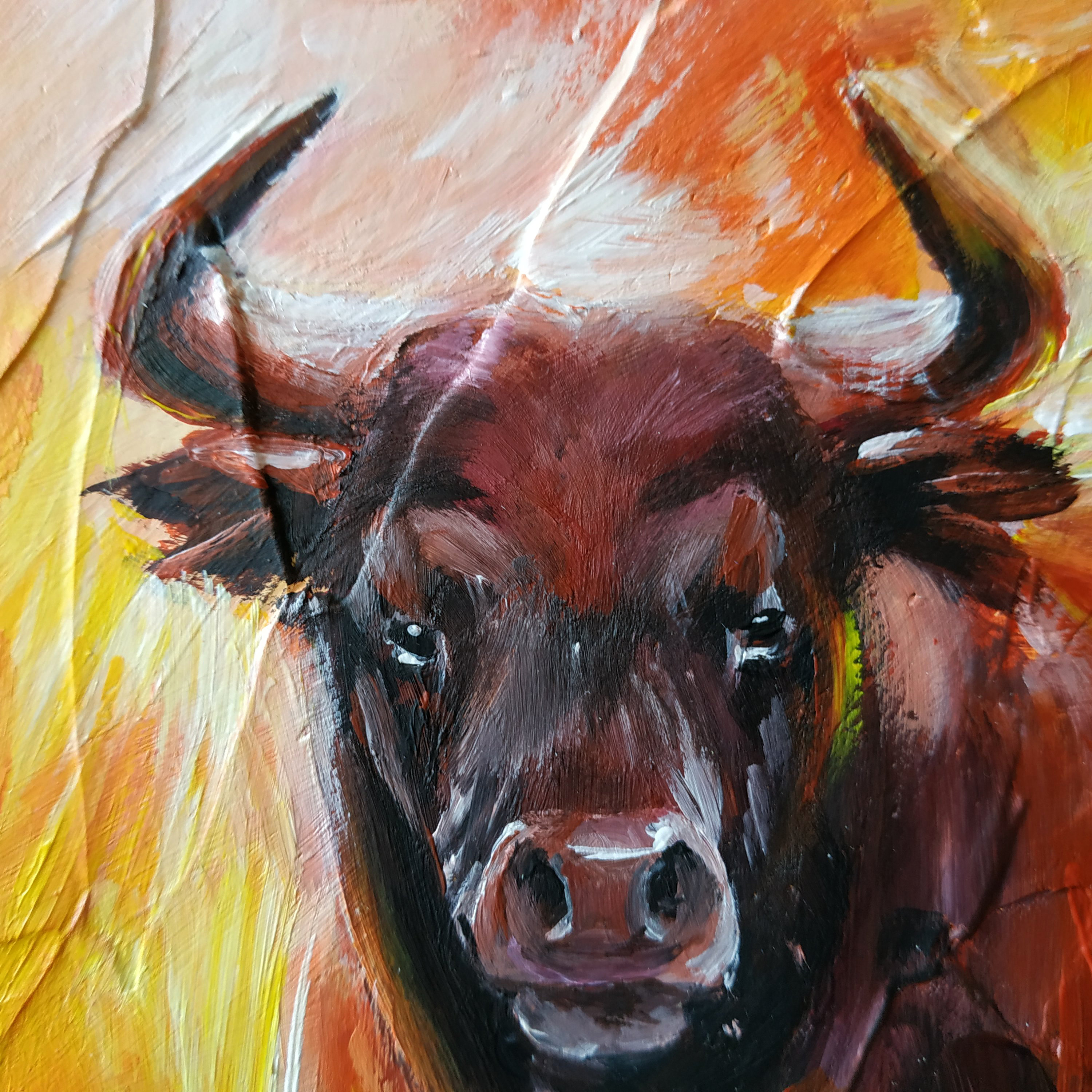 Bull Original Acrylic Painting Bull Wall Art Bull Artwork Etsy