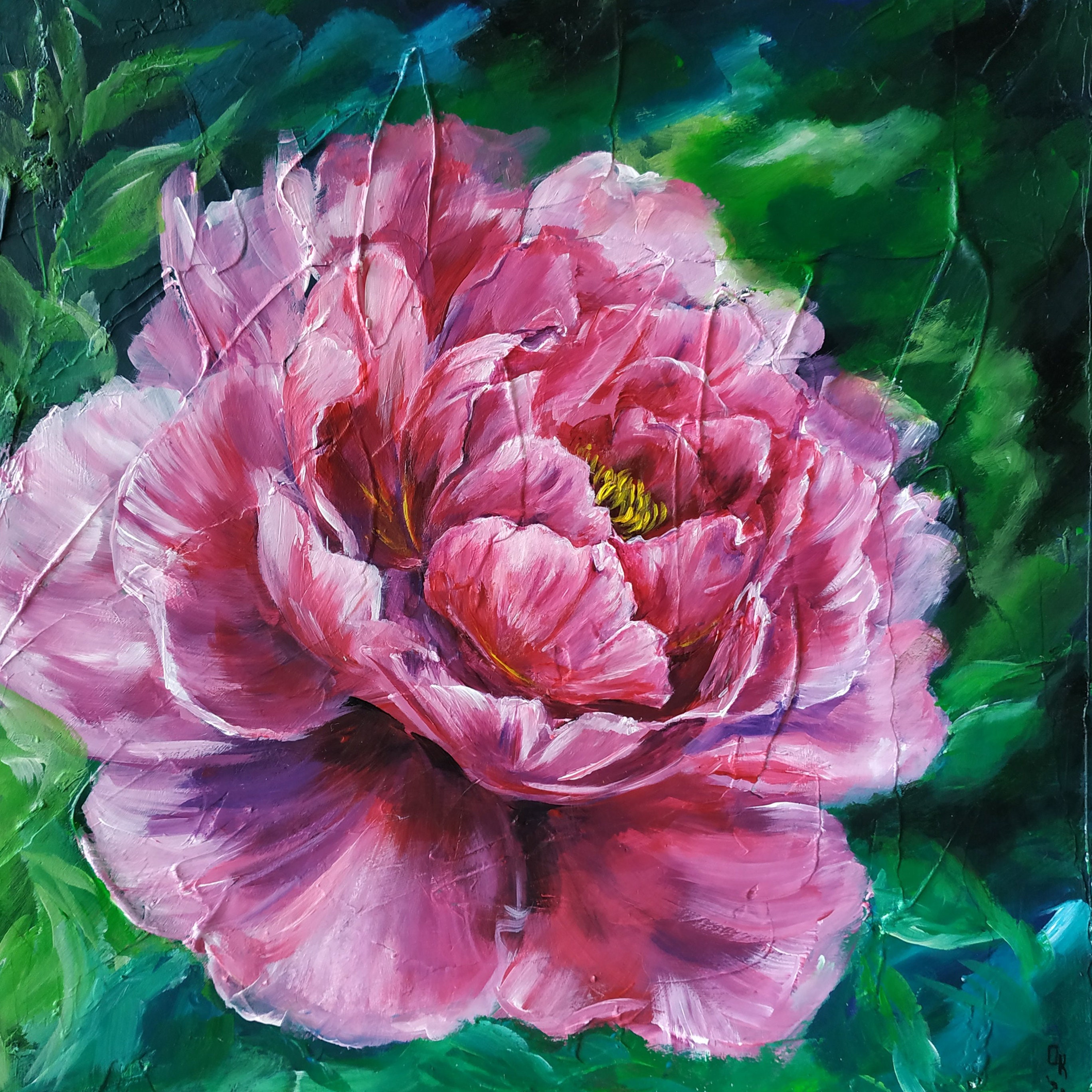 Peony Painting Original Acrylic Pink Peony Art Peonies Etsy