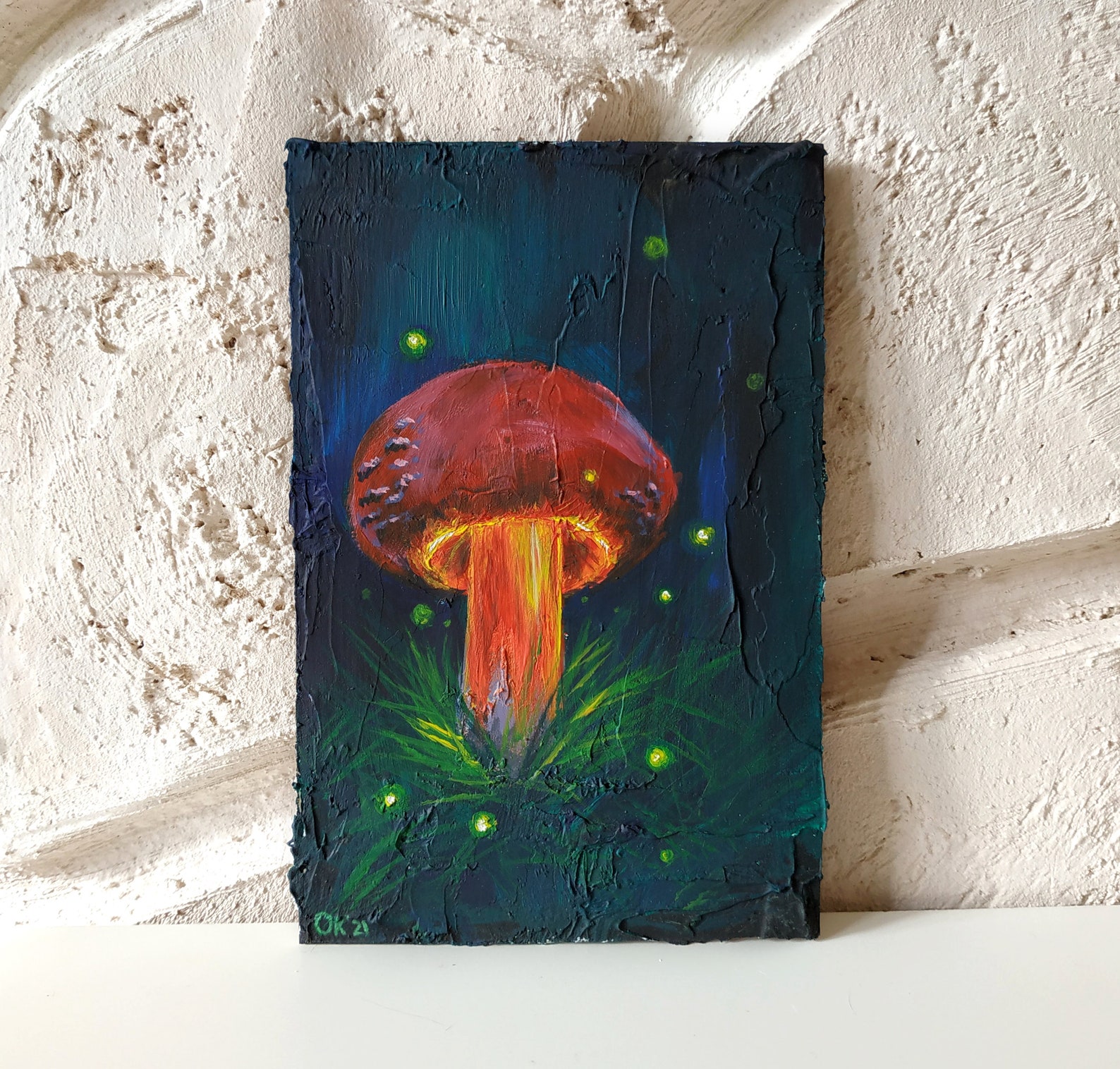 Mushroom Painting Original Acrylic Mushroom Wall Art Etsy