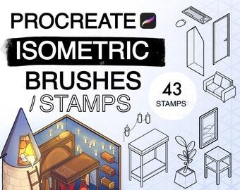 Isometric Procreate Stamps Kitchen Edition Brushes Samples Digital