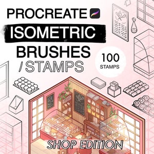 Isometrische Procreate Stempel || Konditorei Ausgabe || Pinsel, Muster, Digital Interior Design Art