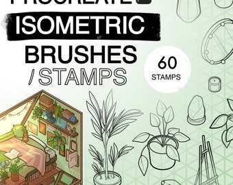 Isometric Procreate Stamps || aesthetic expansion edition (fairycore, cottagecore) || Brushes, Samples, Digital Interior Design Art