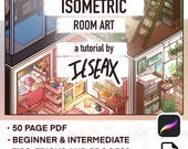 Isometric Room Art Turorial || Proceate Guide, Art Course, Digital Drawing, PDF File Download