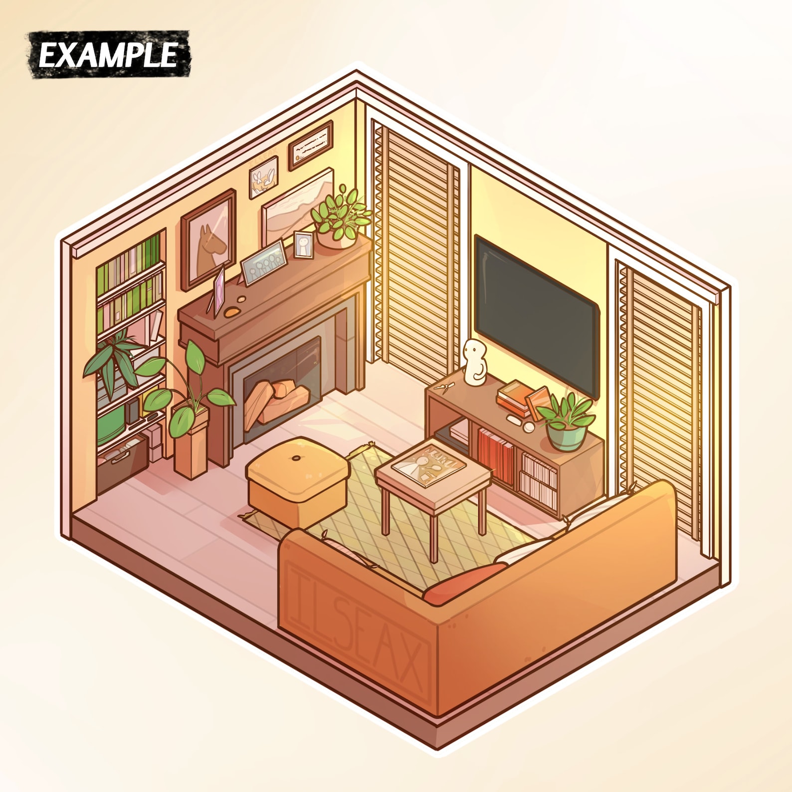 Isometric Procreate Stamps || Living Room Edition || Brushes, Samples ...