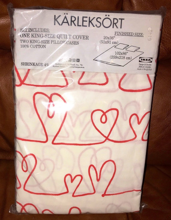 Nuevo IKEA KARLEKSORT Corazones King Size Funda Nordica Blanco Rojo 100 Algodon Etsy Espana