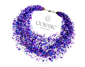 Handmade Chunky Purple Seed Bead Necklace: Lilac Statement Jewelry