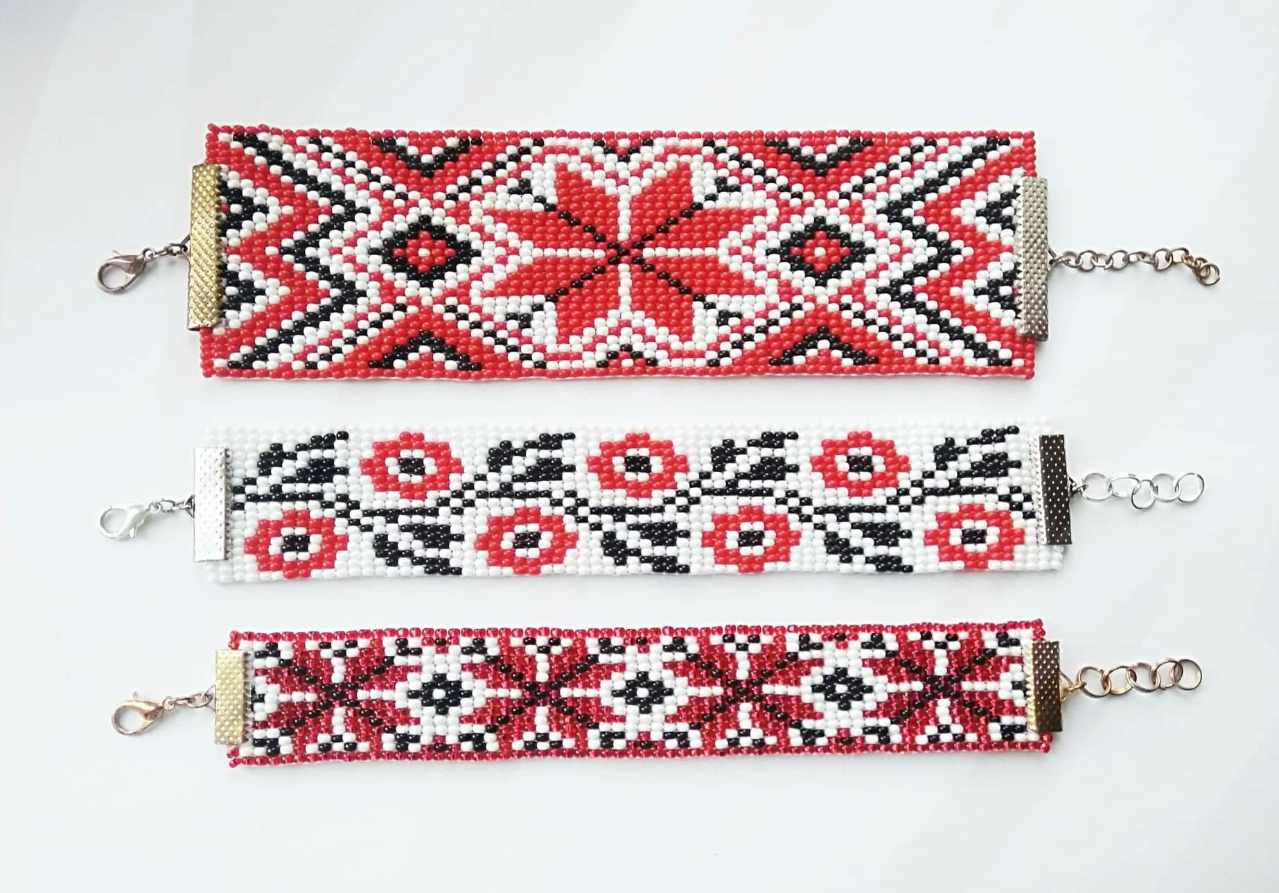 Beaded Ukrainian bracelets Ethnic bracelet handmade Flat Etsy