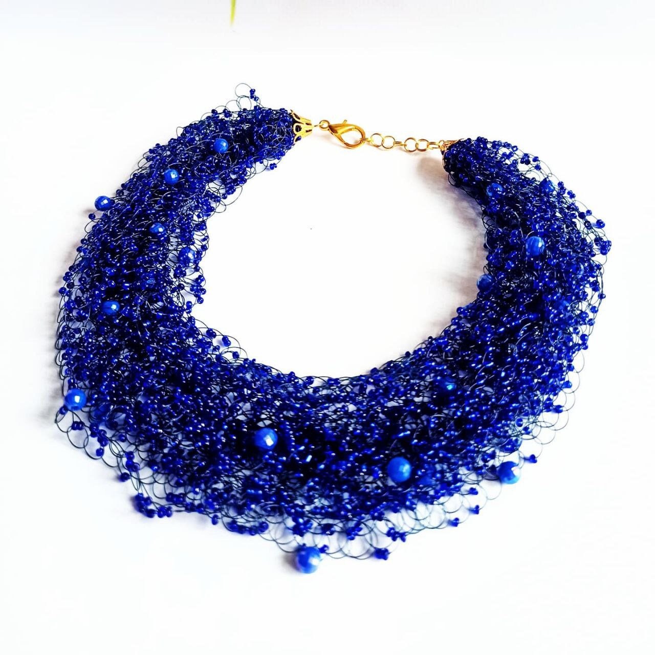 I 12mm BLUE Tinsel Glitter Beads Set of 20 Chunky Necklaces -  Norway
