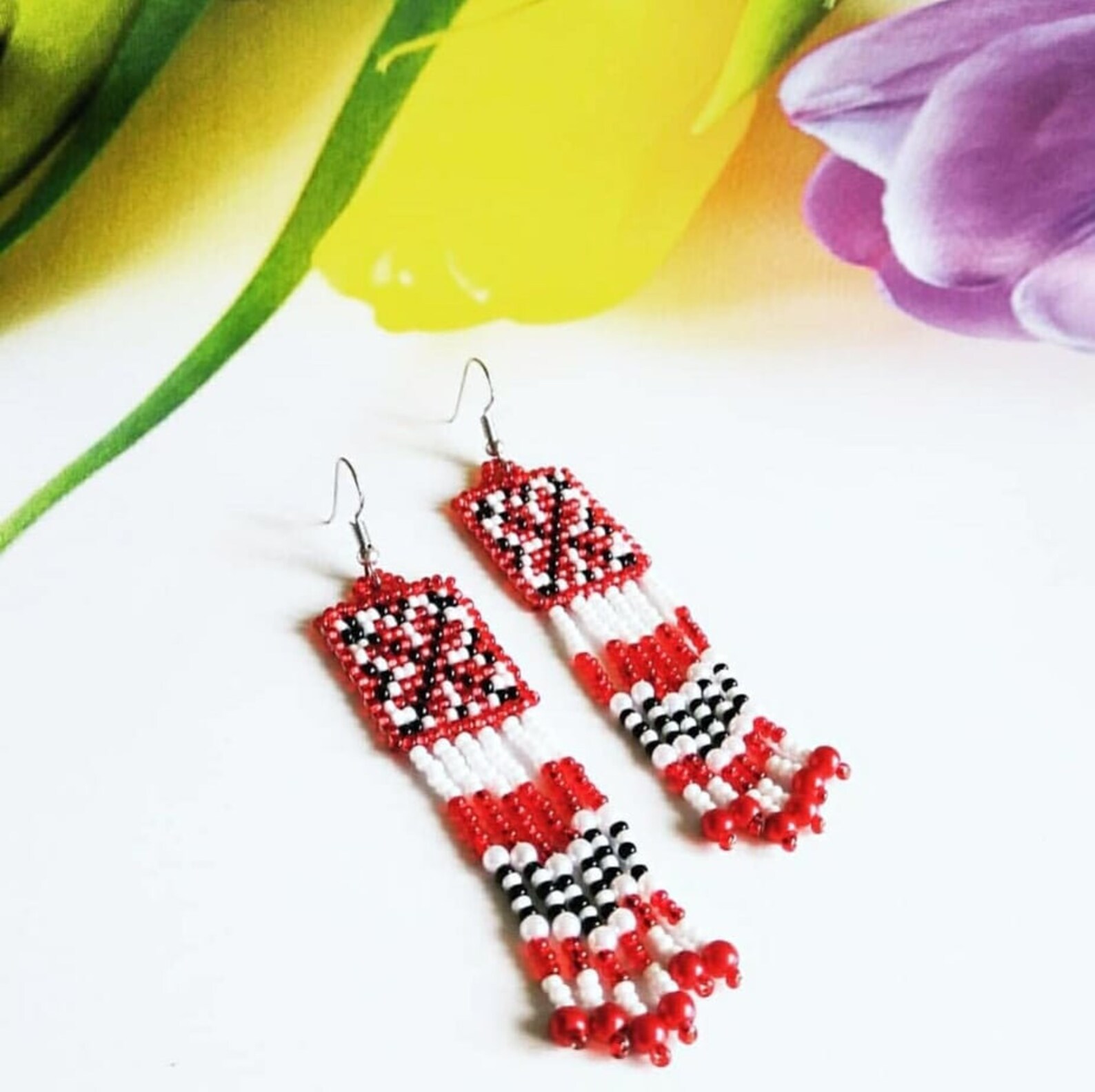 Beaded ethnic necklace Kit jewelry red bead Jewelry Etsy