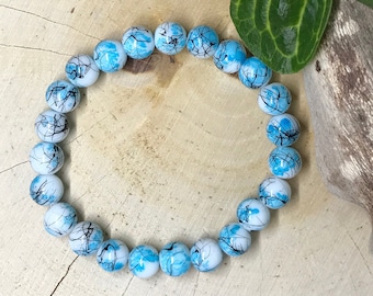 Pulsera de cuentas de vidrio azul