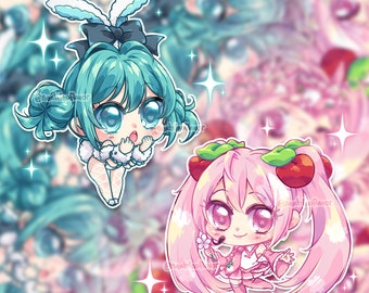 AI Idol Sakura and Bunny - chibi holographic sticker