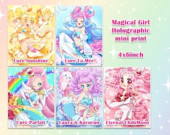 Magical Girls Mini Holographic Prints ! 4"x6"