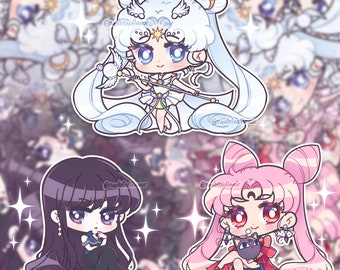 Guardian from the distant future, The Messiah of Silence, The Queen of Darkness - chibi holographic sticker