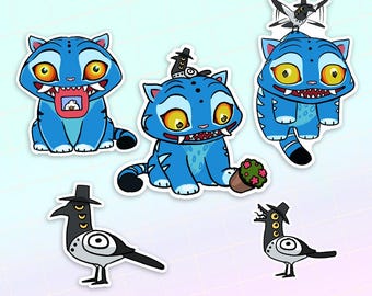 Blue Tiger and Magpie Stickers