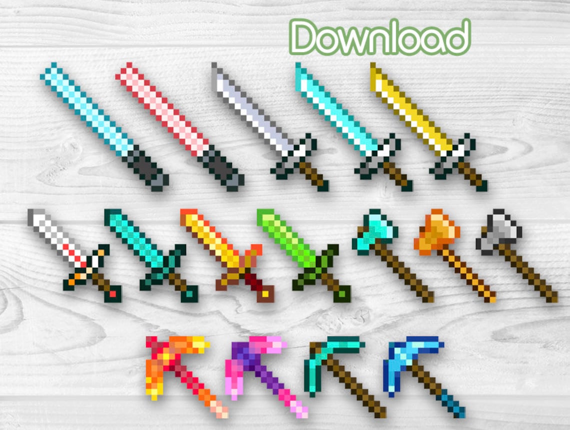 Pixel Printable Game Weapons Sword Axe Clipart Minecraft SVG Etsy pixel-printable-game-weapons-sword-axe-clipart-minecraft-svg-etsy