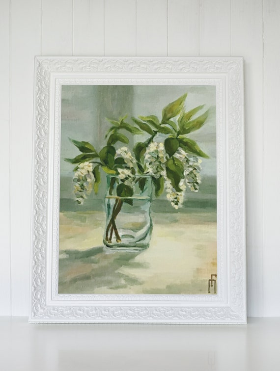 Small White Flower Oil Painting Still Life Mini Flower Oil | Etsy