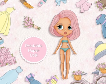 Muñeca de papel imprimible Blythe / Descarga instantánea PDF digital