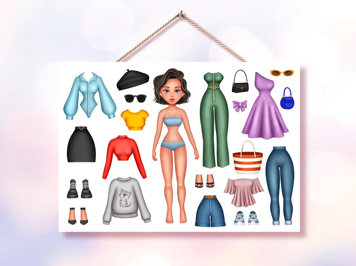 Paper Dolls With Clothes Printable DIY Activities Dress up - Etsy