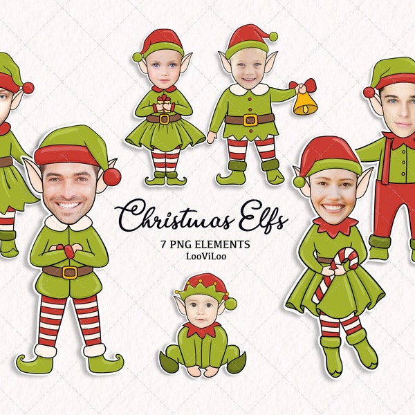 Agregue su propia foto, Elf YourSelf DIY, Cara de elfo en blanco, Artesanía navideña para niños, Tablón de anuncios de elfos, Decoración navideña