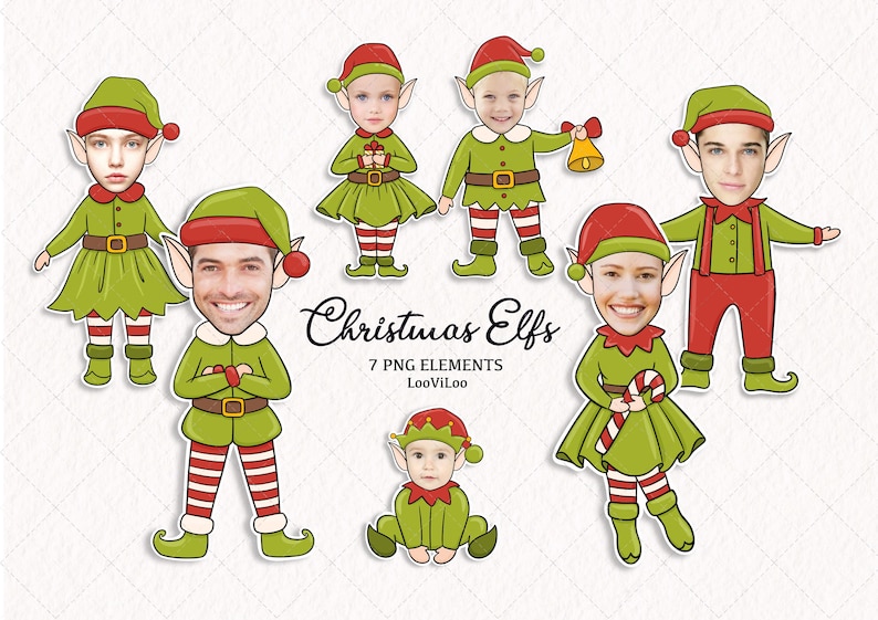 Add your own photo elf yourself diy elf face blank christmas craft