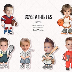 Athletes Kids YourSelf DIY, Add your Photo, Decor Birthday Party