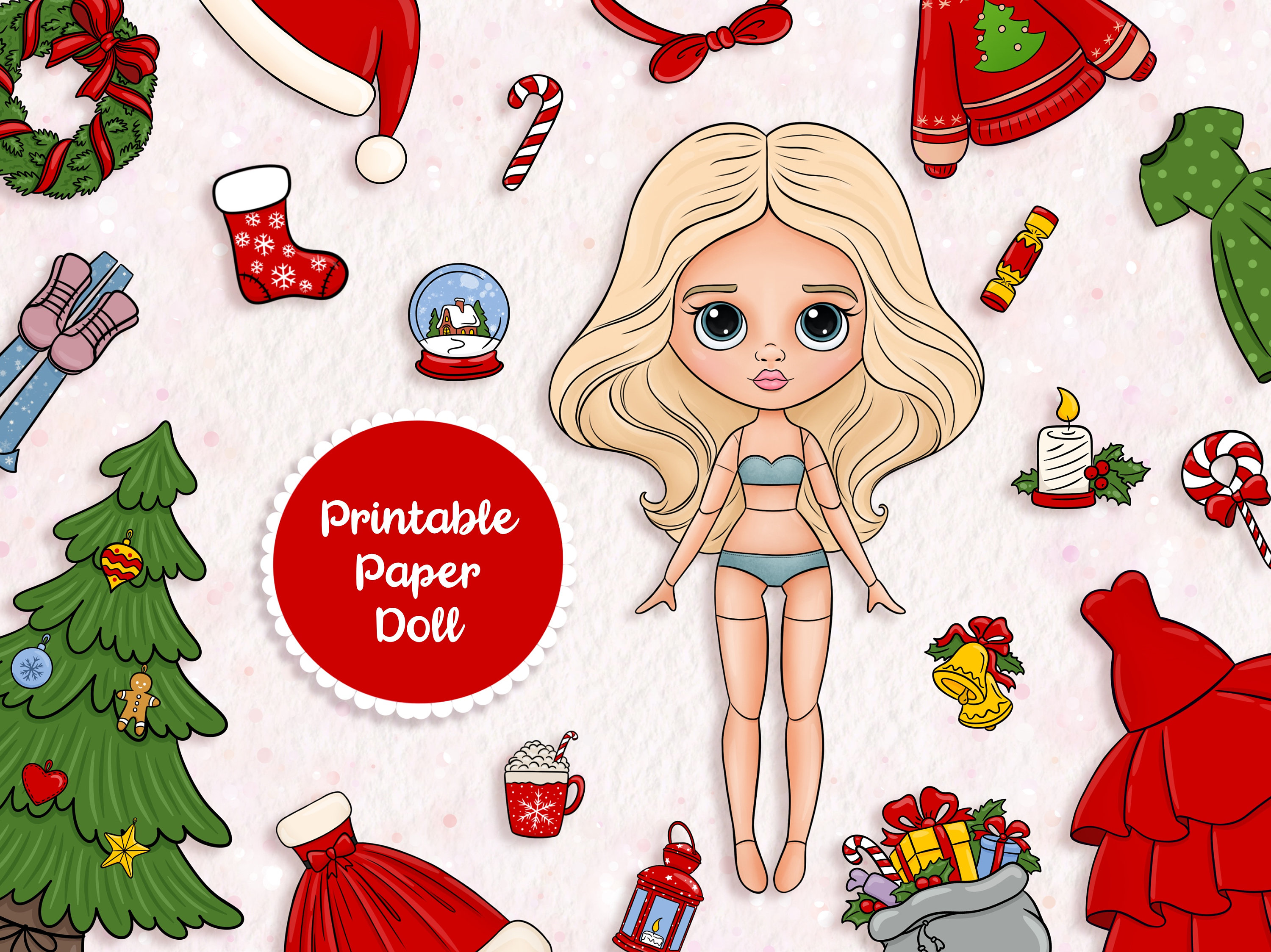 Christmas paper doll, Printable paper dolls, Paper DIY, Christmas activites