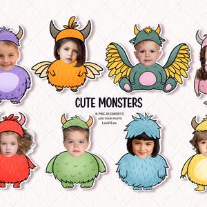 Cute Monsters, Add your Own Photo, Cupcake Topper