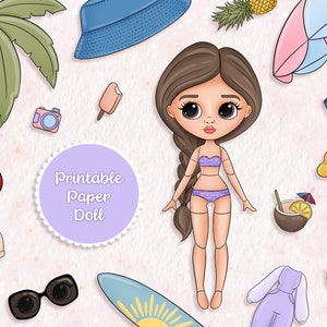 Bambola di carta Blythe, Attività di libro occupato per ragazza stampabile, Vesti la bambola ritagliata