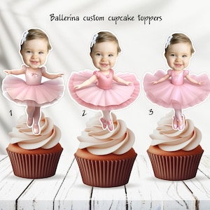 Cute Ballerina Face Cupcake Toppers Personalized