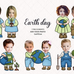 Earth Day Face Blank, voeg je eigen foto, fotokaart, frame toe