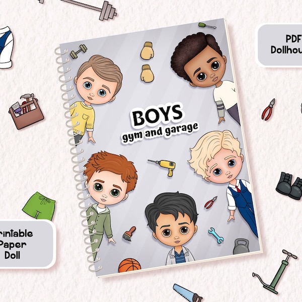 Paper dolls, Printable boys and girls busy book activity, Dress up cut out doll
