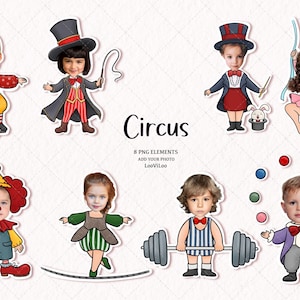 Niños de circo, Hazlo tú mismo, Agrega tu propia foto, Manualidad con fotos