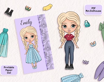 Paper dolls, Printable paper Dress up Kit, Paper DIY