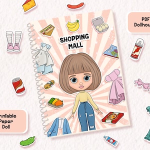Bonecas de papel para imprimir, Shopping Mall, Paper Blythe, Casa de bonecas, DIY de papel, Vestir boneca recortada