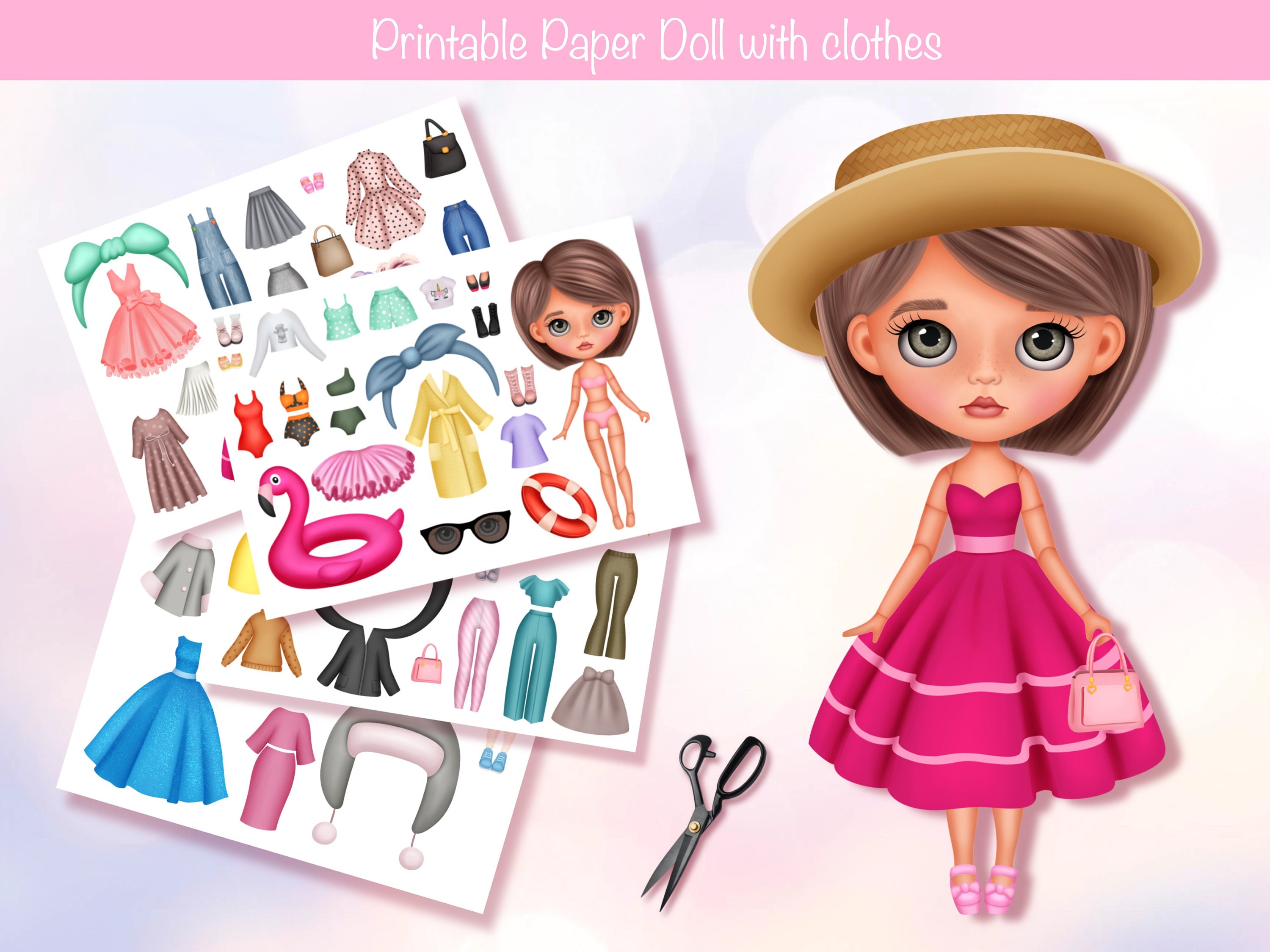 Paper Doll Printable Cut Out Clothes Fashion Girl Clipart Paper