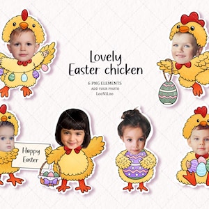 Easter Chicken Kids Yourself Face Photo Craft, Add your Own Photo