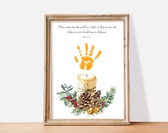 Christmas Handprint Craft, Printable Christmas Gifts Activity,  Printable Jesus Candle Handprint Craft