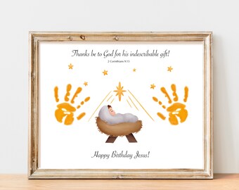 Baby Jesus Handprint Art, Christian Craft, Nativity Merry Christmas Xmas