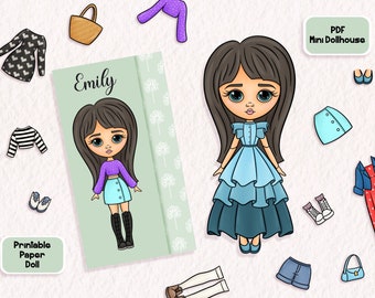 Printable paper dolls, DIY Kits for Kids, Dress Up Doll