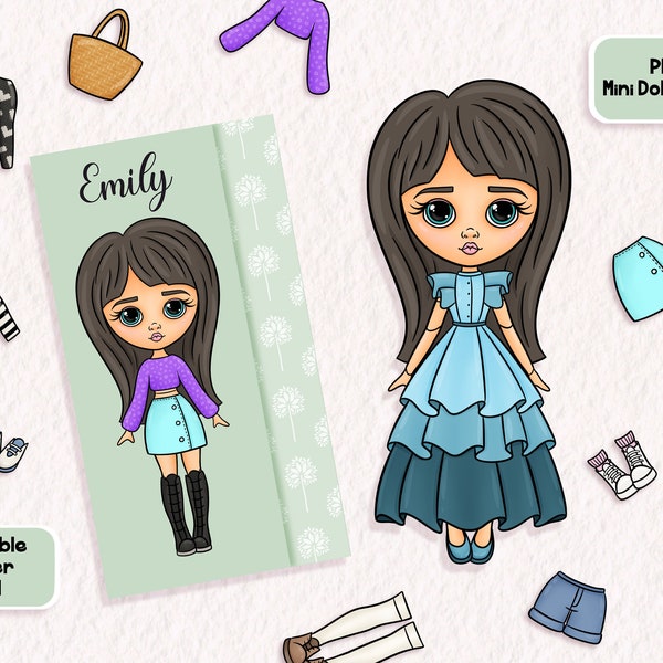 Printable paper dolls, DIY Kits for Kids, Dress Up Doll