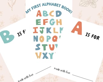 Printable Alphabet Coloring Book | Baby Shower Activity | DIY Baby Keepsake | A to Z Drawing Book | Instant Download | Memory Book for Baby