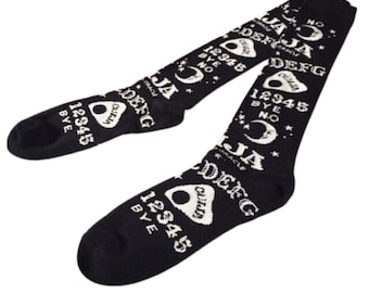 Ouiji cotton socks , sun, moon, Ouiji Planchette, Hello, Good Bye, the Letters and Numbers.