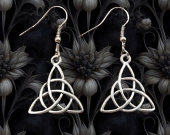 Silver Celtic Knot Charm Earrings: Pagan & Wiccan-inspired Jewelry, Witchcraft charms and talismans