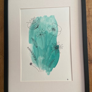 Verdadero arte floral en acuarela y dibujo con rotulador.