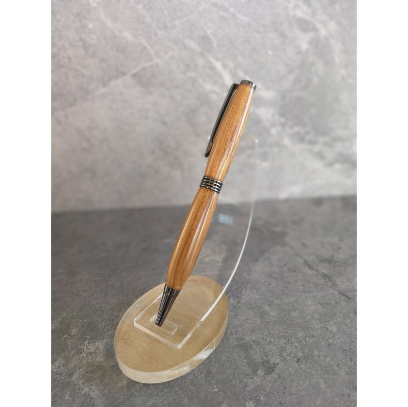 Apricot timber in a gunmetal grey Streamline twist pen