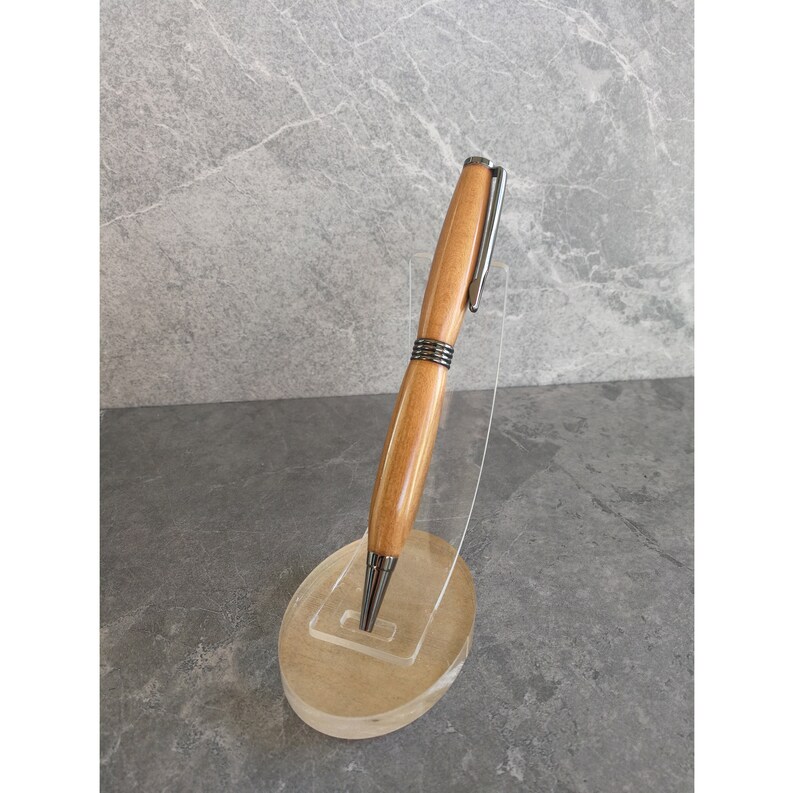 Apricot timber in a gunmetal grey Streamline twist pen