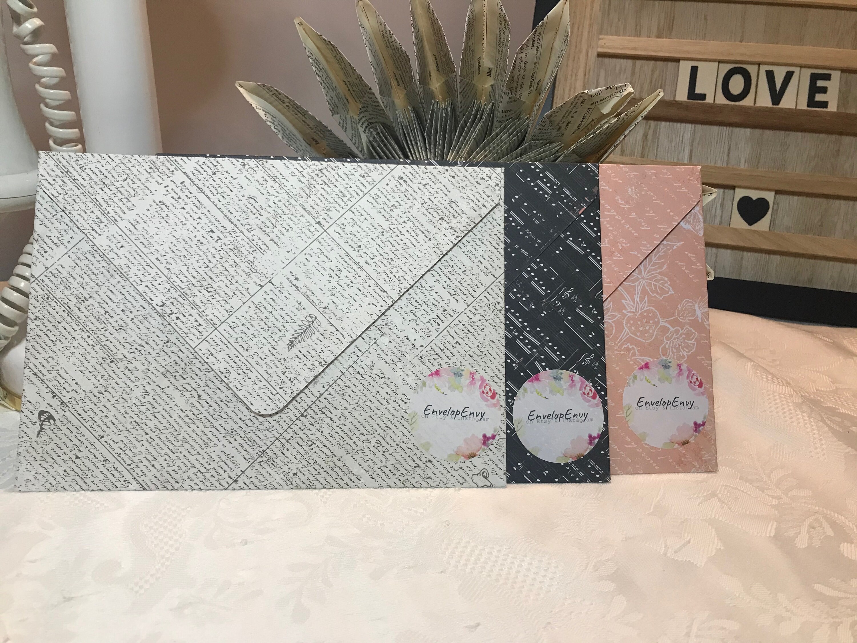 Large Letter Envelopes 3 Vintage Script & Print Etsy